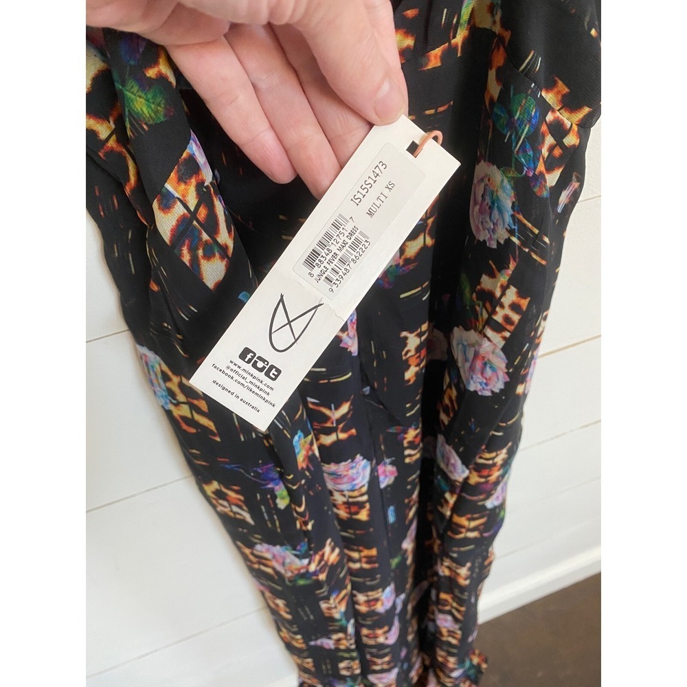 MINKPINK Jungle Fever Maxi Dress Multi Leopard Floral‎ Print XS IS15S1473 NEW - Picture 11 of 15